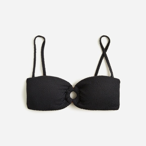 J. Crew Other - New J.Crew Sz XXL Black Heritage‎ Textured Oh-ring Bandeau Bikini Top W Halter